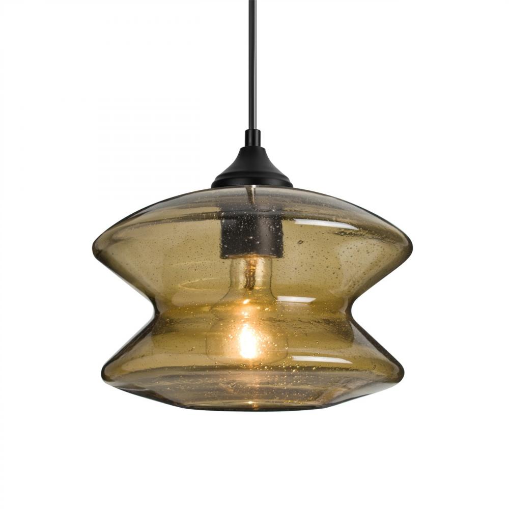 Besa, Zen Outdoor Pendant, Latte Bubble, Black Finish, 1x60W E26 Base