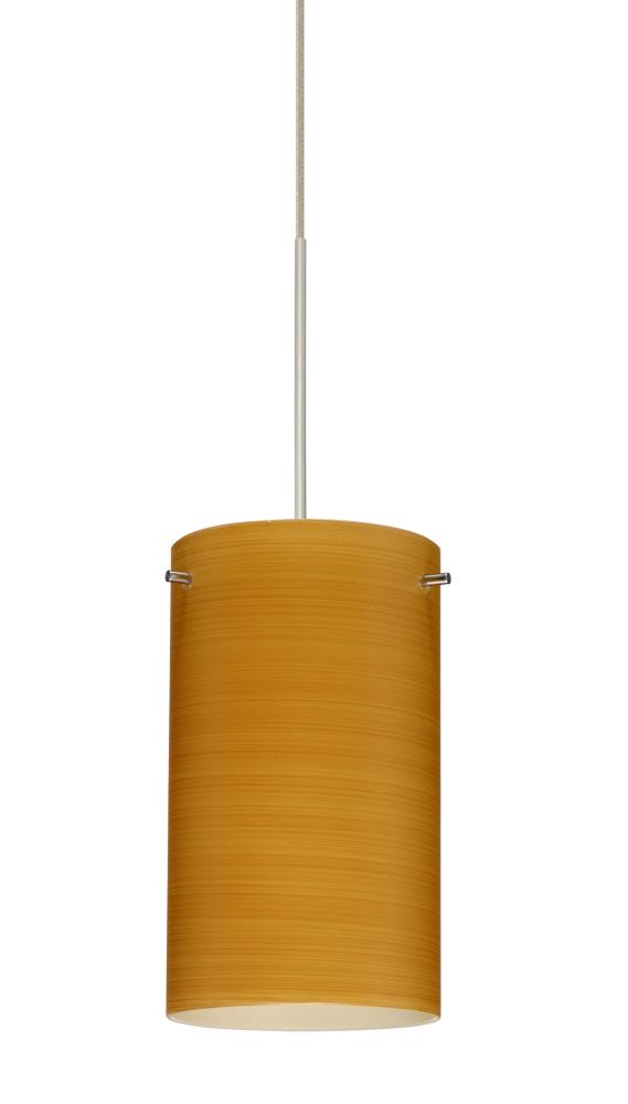 Besa Stilo 7 Pendant for Multiport Canopy Satin Nickel Oak 1x50W Halogen, 0-10V Dimming