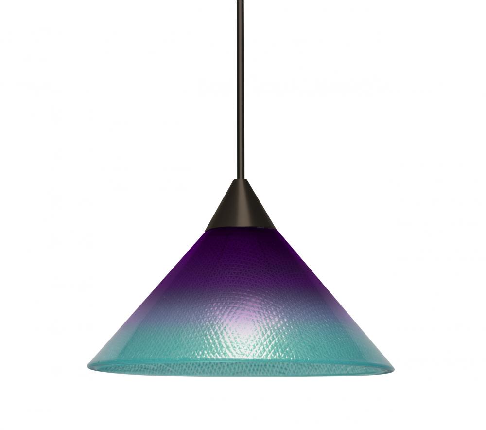 Besa, Jade Cord Pendant For Multiport Canopies, Purple/Blue, Bronze Finish, 1x50W Hal