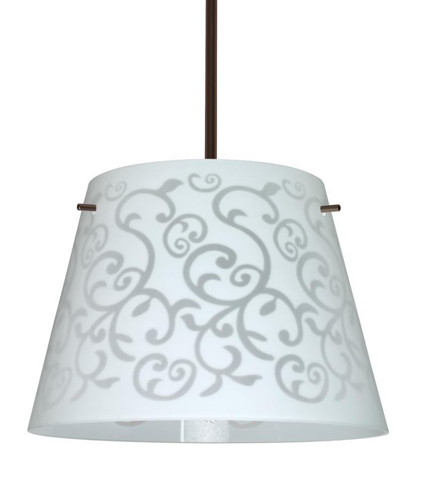 Besa Amelia 15 LED Pendant 1KT White Damask Bronze 3x11W LED