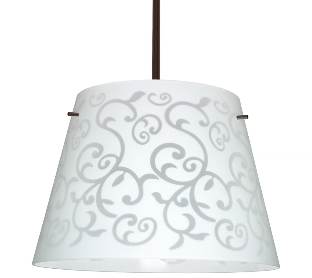 Besa Amelia 18 LED Pendant 1KT White Damask Bronze 3x11W LED