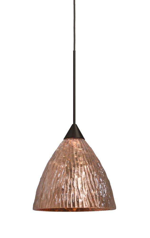 Besa, Eve Cord Pendant, Stone Copper Foil, Bronze Finish, 1x50W Halogen