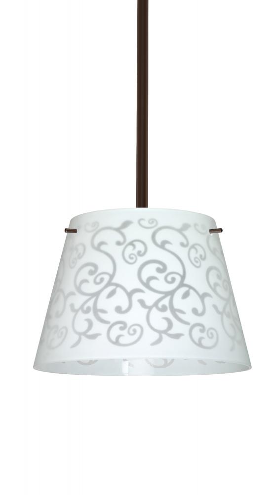 Besa Amelia 12 LED Pendant 1TT White Damask Bronze 1x11W LED