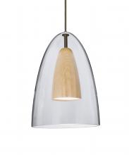 Besa Lighting 1JC-DANOCLNA-LED-BR - Besa, Dano Cord Pendant, Clear/Natural, Bronze Finish, 1x9W LED