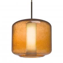 Besa Lighting 1JC-NILES10AO-LED-BR - Besa Niles 10 Pendant, Amber Bubble/Opal, Bronze Finish, 1x5W LED