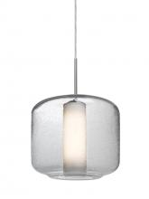 Besa Lighting 1JC-NILES10CO-SN - Besa Niles 10 Pendant, Clear Bubble/Opal, Satin Nickel Finish, 1x60W Medium Base T10