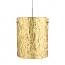 Besa Lighting 1JT-4006GS-SN - Besa Tamburo 8 Pendant, Stone Gold Foil, Black Finish, 1x100W MAX E26 Base