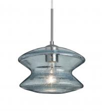 Besa Lighting 1JT-ZENBL-SN - Besa, Zen Cord Pendant, Blue Bubble, Satin Nickel Finish, 1x60W Medium Base