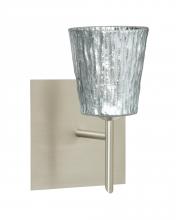 Besa Lighting 1SW-5125SF-SN-SQ - Besa Wall With SQ Canopy Nico 4 Satin Nickel Stone Silver Foil 1x40W G9