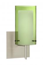 Besa Lighting 1SW-L44007-SN-SQ - Besa Pahu 4 Wall With SQ Canopy 1SW Transparent Olive/Opal Satin Nickel 1x40W G9