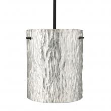 Besa Lighting 1TT-4006SS-BK - Besa Stem Pendant Tamburo 8 Black Stone Silver Foil 1x100W MAX E26 Base