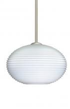 Besa Lighting 1TT-491307-SN - Besa Stem Pendant Pape 12 Satin Nickel Opal Ribbed 1x75W Medium Base