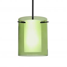 Besa Lighting 1TT-L00607-BK - Besa Stem Pendant Pahu 8 Black Transparent Olive/Opal 1x100W MAX E26 Base