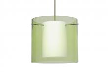 Besa Lighting 1TT-L18407-SN - Besa Stem Pendant Pahu 12 Satin Nickel Transparent Olive 1x100W Medium Base