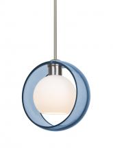 Besa Lighting 1TT-MANABL-LED-SN - Besa Mana Pendant, Blue/Opal, Satin Nickel Finish, 1x9W LED