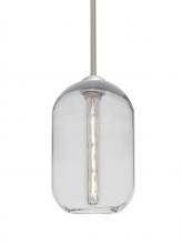 Besa Lighting 1TT-OMEGA12CL-EDIL-SN - Besa, Omega 12 Stem Pendant, Clear, Satin Nickel Finish, 1x4W LED Filament