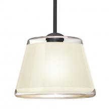 Besa Lighting 1TT-PIC9WH-BK - Besa Stem Pendant Pica 9 Black White Sand 1x75W MAX E26 Base