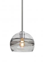 Besa Lighting 1TT-SPIR8SC-EDIL-SN - Besa Spirit 8 Pendant, Smoke/Clear, Satin Nickel Finish, 1x8W LED Filament