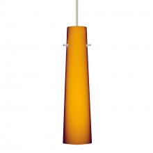 Besa Lighting 1XT-567480-SN-277-DIM010 - Besa Camino Pendant Satin Nickel Amber Matte 1x50W Halogen, 277V, 0-10V Dimming