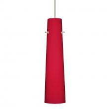 Besa Lighting 1XT-5674RM-SN-L - Besa Camino Pendant Satin Nickel Ruby Matte 1x50W Halogen, 15Ft. Cord