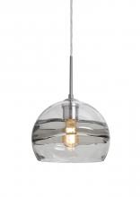 Besa Lighting 1JC-SPIR8SC-EDIL-SN - Besa Spirit 8 Pendant, Smoke/Clear, Satin Nickel Finish, 1x8W LED Filament