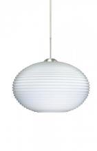 Besa Lighting 1JT-491207-LED-SN - Besa Pendant Pape 10 Satin Nickel Opal Ribbed 1x9W LED