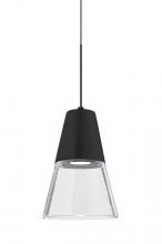 Besa Lighting 1XC-TIMO6BC-LED-BR - Besa, Timo 6 Cord Pendant,Clear/Black, Bronze Finish, 1x9W LED