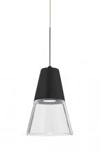 Besa Lighting 1XP-TIMO6BC-LED-SN - Besa, Timo 6 Cord Pendant,Clear/Black, Satin Nickel Finish, 1x9W LED