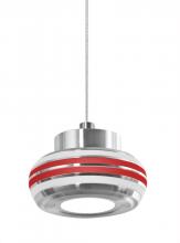 Besa Lighting 1XT-FLOW00-FRRD-LED-SN - Besa, Flower Cord Pendant, Frost/Red, Satin Nickel Finish, 1x6W LED