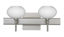 Besa Lighting 2SW-561207-SN-SQ - Besa Wall With SQ Canopy Lasso Satin Nickel Opal Matte 2x40W G9