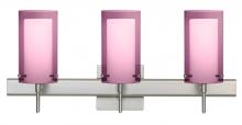 Besa Lighting 3SW-A44007-SN-SQ - Besa Pahu 4 Wall With SQ Canopy 3SW Transparent Amethyst/Opal Satin Nickel 3x40W G9