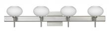 Besa Lighting 4SW-561207-SN-SQ - Besa Wall With SQ Canopy Lasso Satin Nickel Opal Matte 4x40W G9