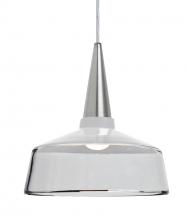 Besa Lighting J-BARON10WH-LED-SN - Besa, Baron 10 Cord Pendant for Mulitport Canopy, White/Clear, Satin Nickel Finish, 1