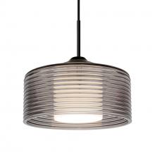 Besa Lighting J-BELUSM-BK - Besa Belu Pendant for Multiport Canopy, Smoke Shade, Black Finish, 1x60W E26 Base