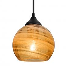 Besa Lighting OP-JILLYAM-BK - Besa, Jilly Outdoor Pendant, Vapor Amber, Black Finish, 1x60W E26 Base