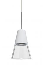 Besa Lighting XP-TIMO6WC-LED-SN - Besa, Timo 6 Cord Pendant,Clear/White, Satin Nickel Finish, 1x9W LED