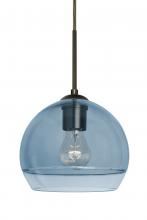 Besa Lighting J-ALLY8BL-BR - Besa, Ally 8 Cord Pendant For Multiport Canopy, Coral Blue/Clear, Bronze Finish, 1x60