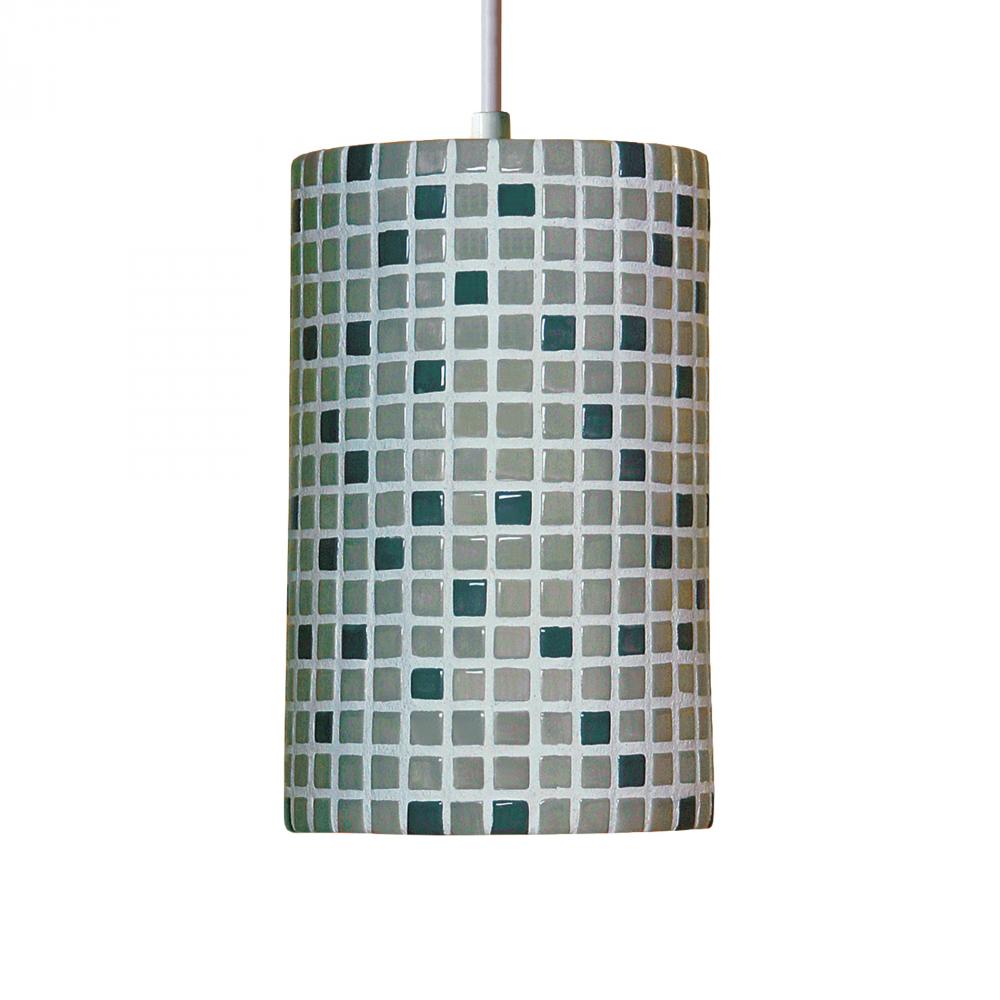 One Light Grey Drum Shade Mini Pendant