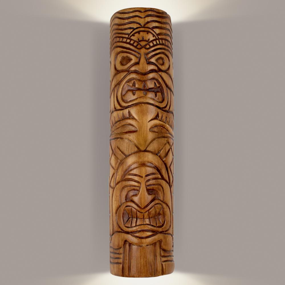 Tiki Totem Wall Sconce Amber Palm