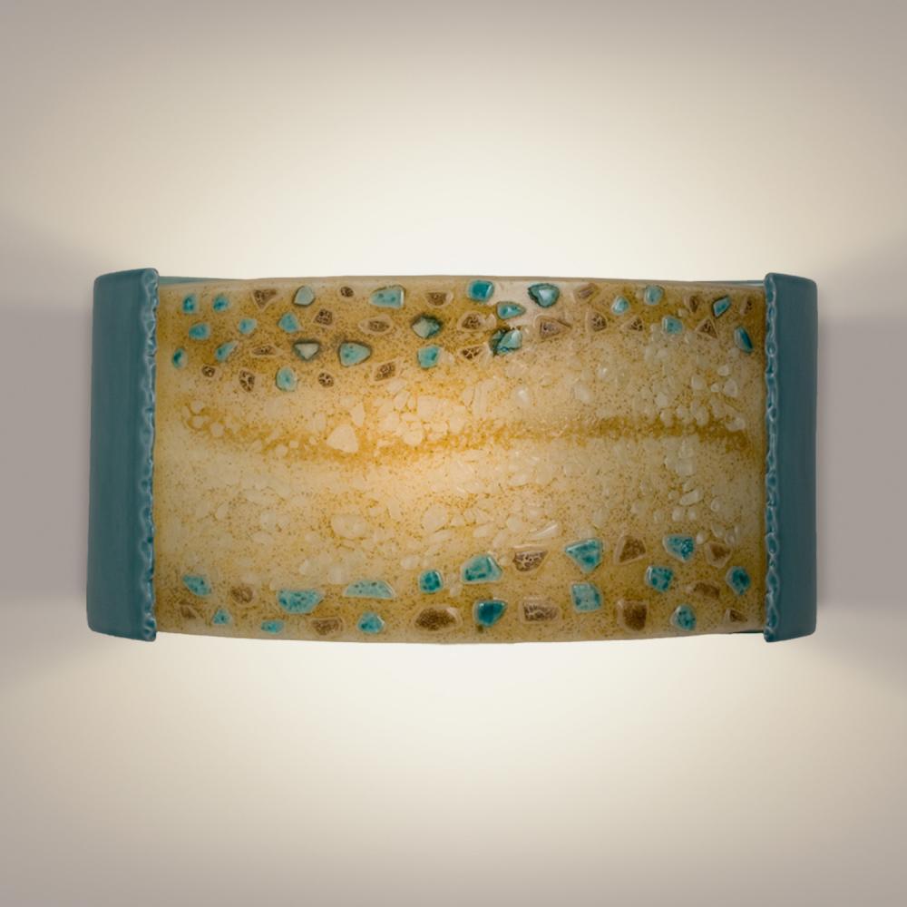 Ebb and Flow Wall Sconce Teal Crackle and Multi Amber (Outdoor/WET Location)