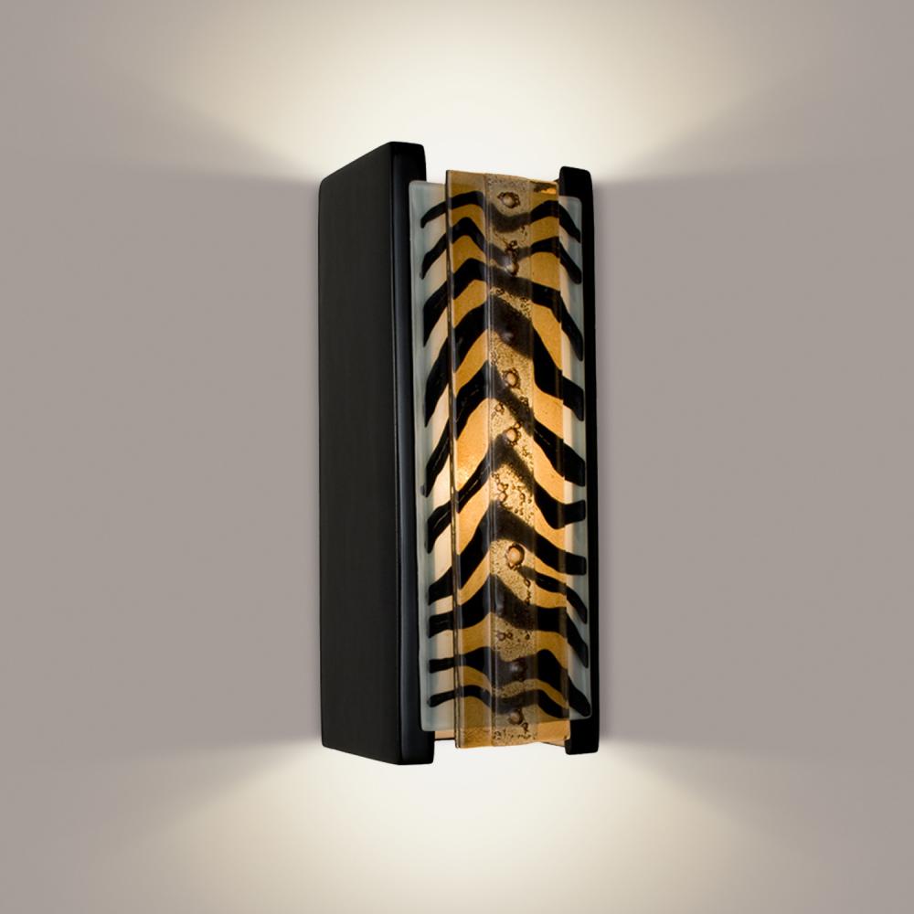 Safari Wall Sconce Black Gloss and Zebra Caramel (Outdoor/WET Location)