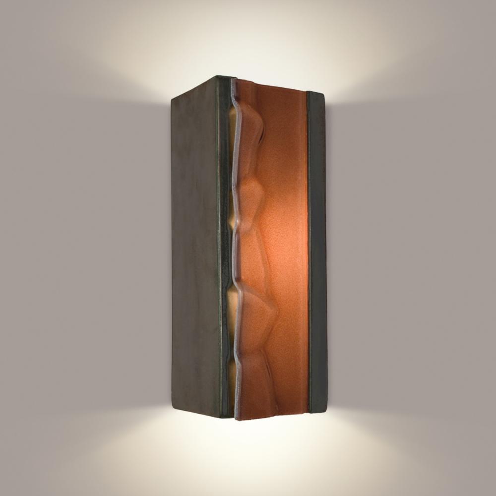 River Rock Wall Sconce Gunmetal and Rosewood (Outdoor/WET Location)