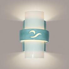 A-19 RE121-TC-WF-WET - South Beach Wall Sconce Teal Crackle and White Frost (Outdoor/WET Location)