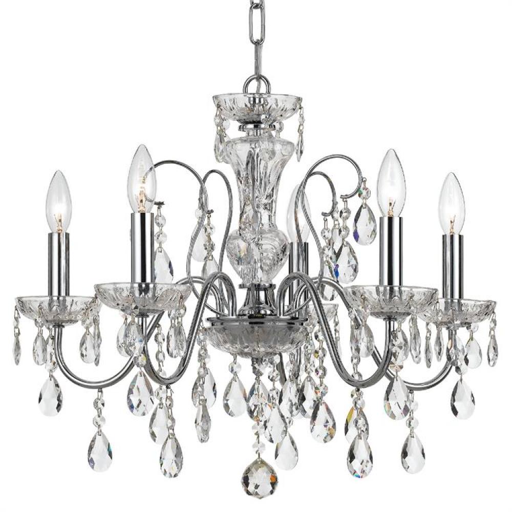 Butler 5 Light Clear Crystal Chrome Chandelier