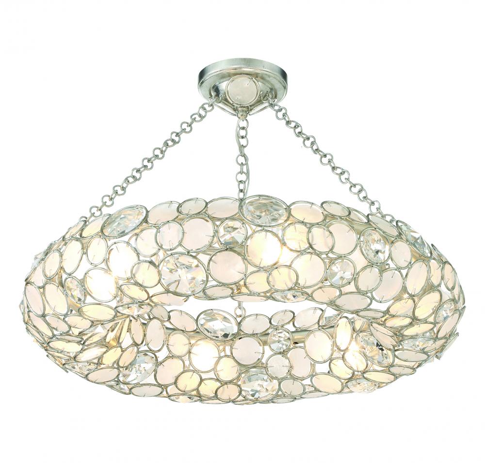 Palla 6 Light Antique Silver Semi Flush Mount