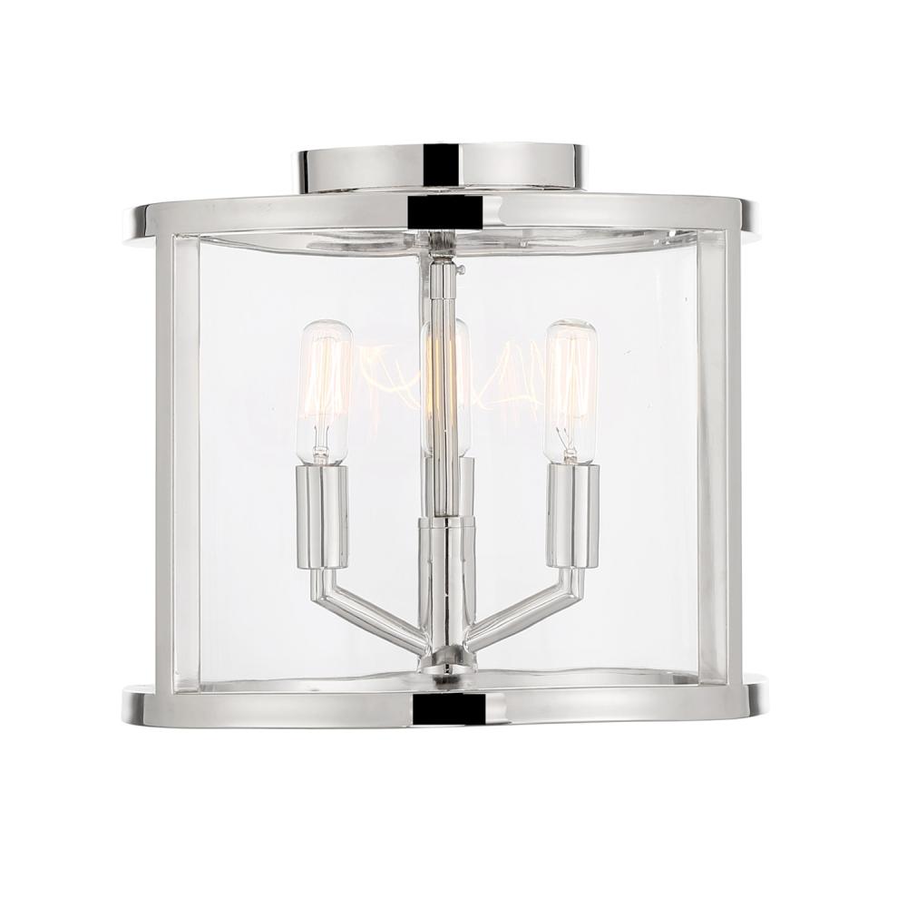 Libby Langdon Devon 3 Light Polished Nickel Semi Flush Mount