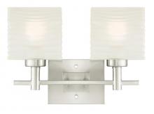 Westinghouse 6303900 - 2 Light Wall Fixture Brushed Nickel Finish Rippled White Glazed Glass