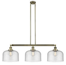  213-AB-G74-L - Bell - 3 Light - 42 inch - Antique Brass - Stem Hung - Island Light