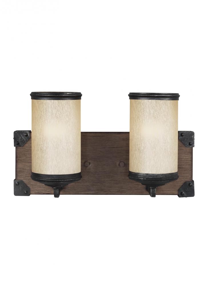 Dunning contemporary 2-light LED indoor dimmable bath vanity wall sconce in stardust finish with cre