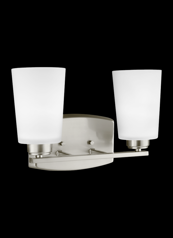 Franport transitional 2-light LED indoor dimmable bath vanity wall sconce in brushed nickel silver f